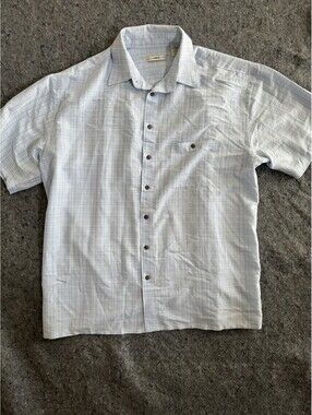 Moda Campia Moda XLT Blue Plaid Shirt Tall Mens XL Tall Short Sleeve Button Up